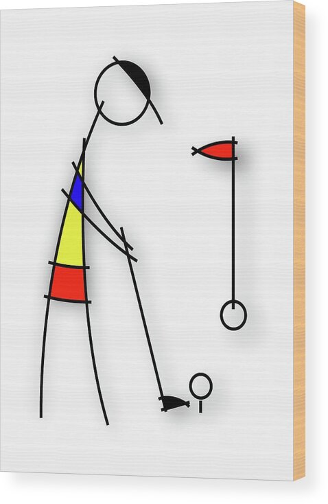 Neoplasticism Wood Print featuring the digital art Golf n s by Pal Szeplaky