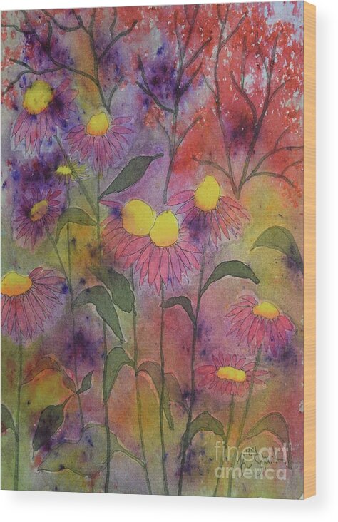 Barrieloustark Wood Print featuring the painting #650 Cosmos Surprise #650 by Barrie Stark
