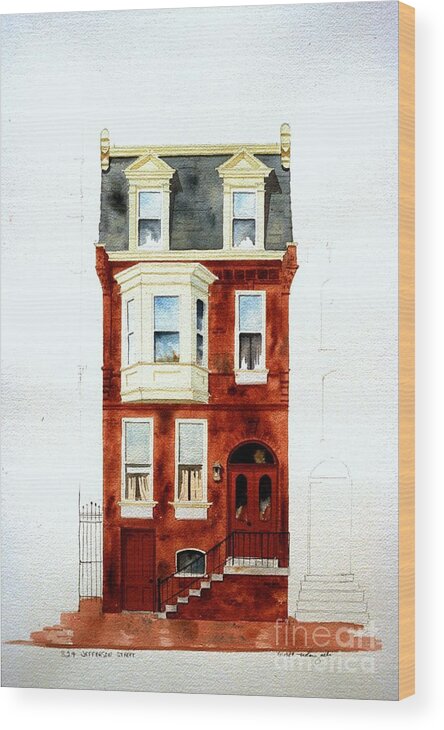 Watercolor Wood Print featuring the painting 824 Jefferson St. by William Renzulli