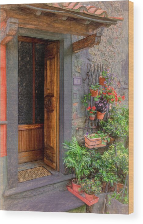Tuscany Wood Print featuring the photograph A Warm Tuscan Welcome by Marcy Wielfaert