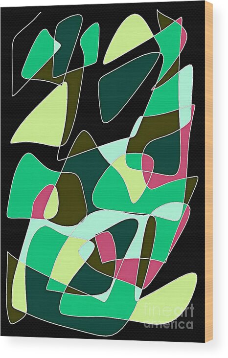 Abstrakt Wood Print featuring the digital art Abstract art in green by Nomi Morina