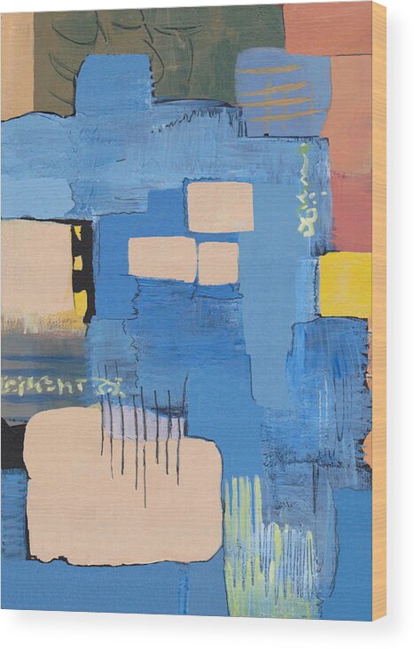 Blue Wood Print featuring the painting Abstract Shapes by Patricia Cleasby