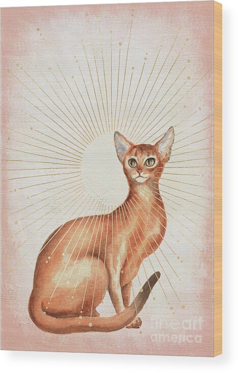Abyssinian Cat Wood Print featuring the painting Abyssinian Cat by Garden Of Delights