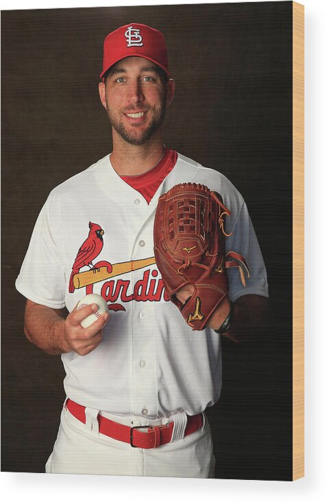 Media Day Wood Print featuring the photograph Adam Wainwright by Rob Carr