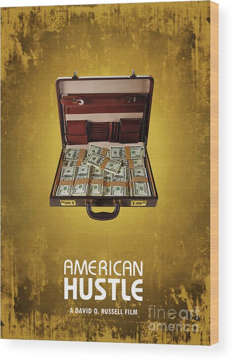 Movie Poster Wood Print featuring the digital art American Hustle by Bo Kev
