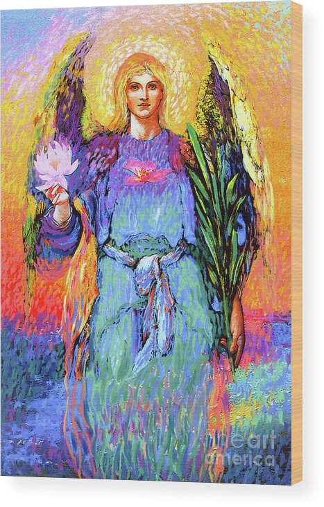 Spiritual Wood Print featuring the painting Angel Love by Jane Small