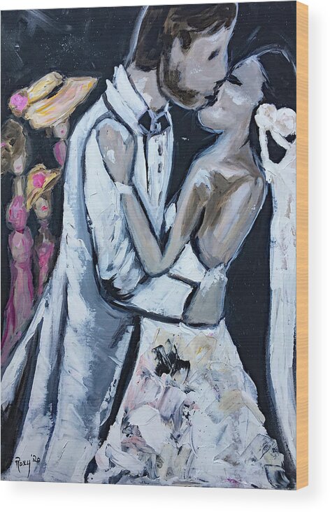 Wedding Wood Print featuring the painting At Last by Roxy Rich