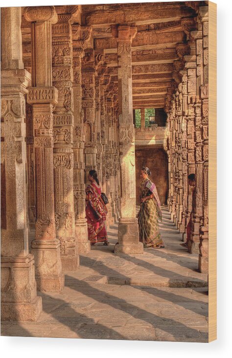 Qutab Minar Wood Print featuring the photograph At The Qutab Minar by Doug Matthews