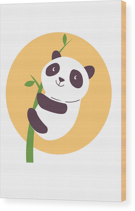 Adorable Wood Print featuring the digital art Baby Panda Hugging an Eucalyptus Plant by Jacob Zelazny