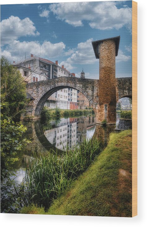 Reflection Wood Print featuring the photograph Balmaseda bridge by Micah Offman