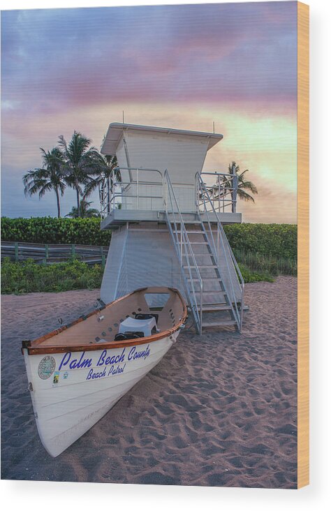 Lifeguard Tower Wood Print featuring the photograph Beach Patrol - Lifeguard Tower at Juno Beach by Laura Fasulo