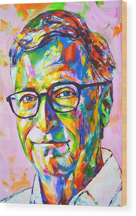 William Henry Gates Iii Wood Print featuring the painting 	Bill Gates by Iryna Kastsova