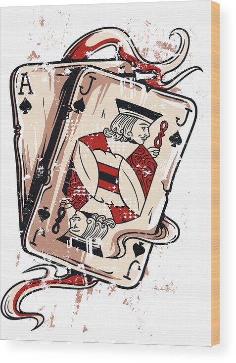 Card Games Wood Print featuring the digital art Blackjack by Jacob Zelazny