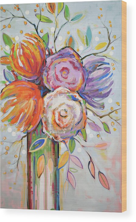 Flowers Wood Print featuring the painting Blooms of Hope by Amy Giacomelli