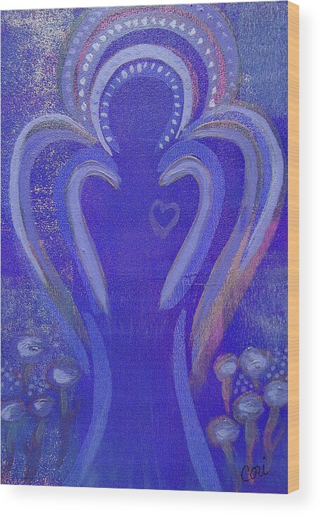 Angel Wood Print featuring the painting Blue Angel by Corinne Carroll
