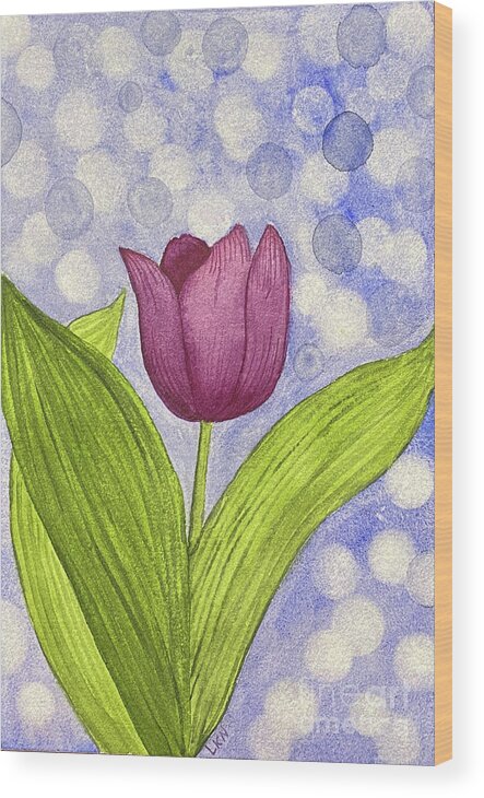 Tulip Wood Print featuring the painting Bokeh Tulip by Lisa Neuman