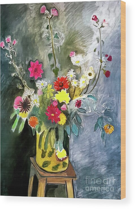 Bouquet Wood Print featuring the painting Bouquet of Mixed Flowers by Henri Matisse 1917 by Henri Matisse