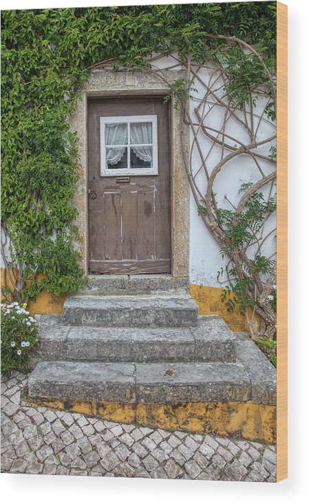 Culture Wood Print featuring the photograph Brown Door of Medieval Portugal by David Letts