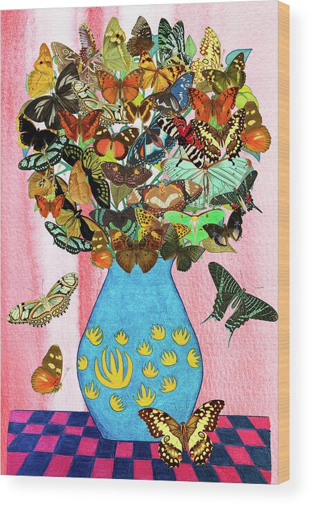 Butterflies Wood Print featuring the mixed media Butterfly Bouquet by Lorena Cassady
