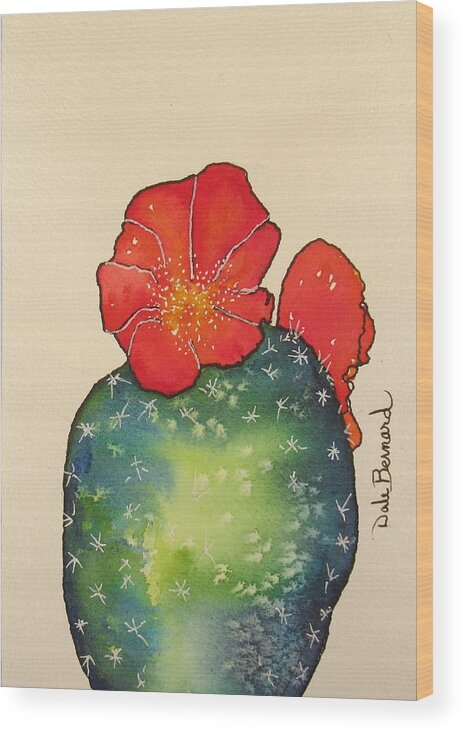 Succulent Wood Print featuring the painting Cactus Rose 2 by Dale Bernard