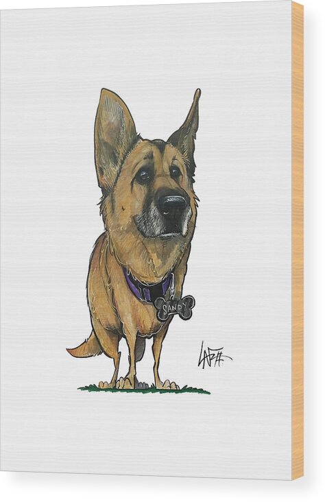 Dog Wood Print featuring the drawing Caricato 5159 by John LaFree
