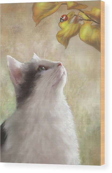 Cat Wood Print featuring the digital art Cat 669 by Lucie Dumas