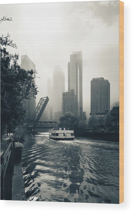 Chicago Wood Print featuring the photograph Chicago In The Fog by Nisah Cheatham