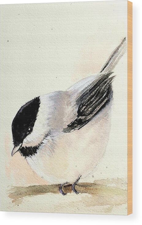 Chickadee Wood Print featuring the painting Chickadee Baby by Deahn Benware