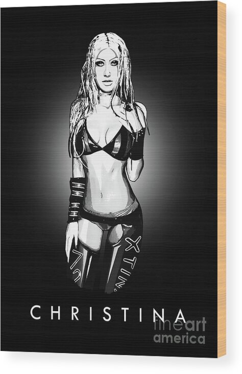 Christina Aguilera Wood Print featuring the digital art Christina Aguilera by Bo Kev