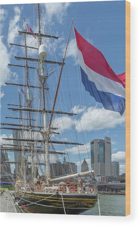 Stad Amsterdam Wood Print featuring the photograph Clipper Ship Amsterdam by Cate Franklyn