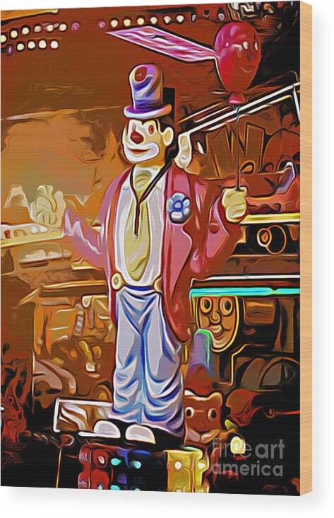 Clown Wood Print featuring the photograph Clown with red balloon by Eva-Maria Di Bella