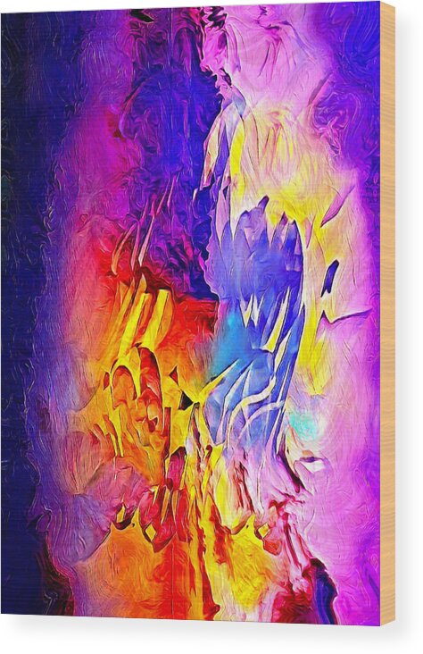 Abstract Wood Print featuring the digital art Colorful blaze abstract by Silver Pixie