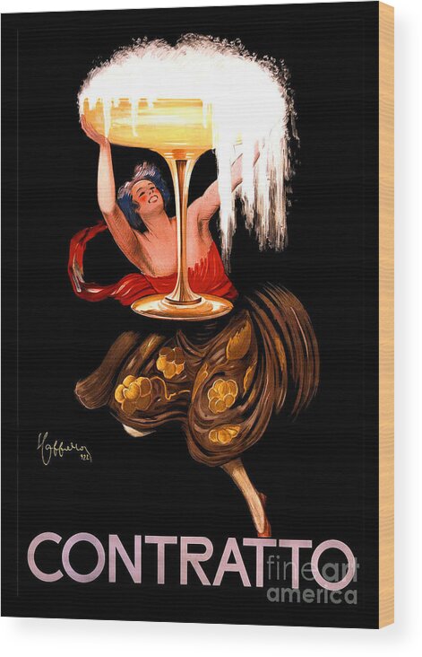 Contratto Wood Print featuring the painting Contratto Advertising Poster by Leonetto Cappiello