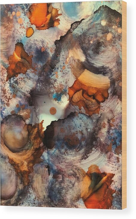 Galaxy Wood Print featuring the painting Cosmic Storm Vertical by Rachelle Stracke