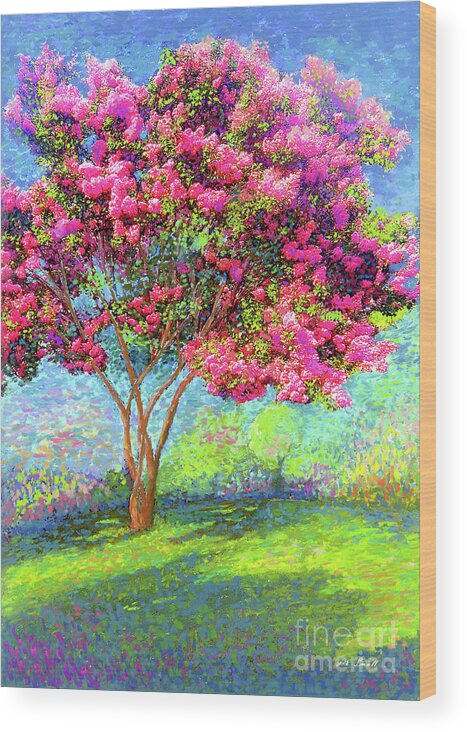 Landscape Wood Print featuring the painting Crepe Myrtle Memories by Jane Small