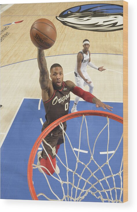 Nba Pro Basketball Wood Print featuring the photograph Damian Lillard by Glenn James