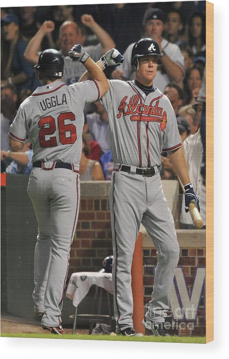 People Wood Print featuring the photograph Dan Uggla and Chipper Jones by David Banks