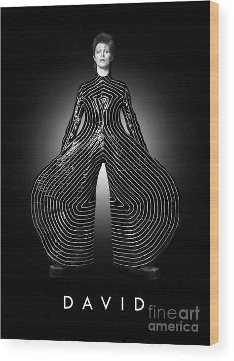 David Bowie Wood Print featuring the digital art David Bowie by Bo Kev