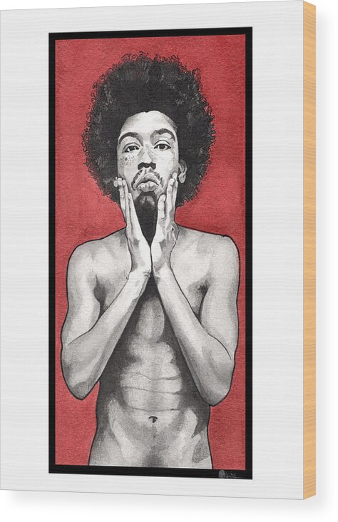 Portrait Wood Print featuring the painting Davis In Red-Full Length by Tiffany DiGiacomo