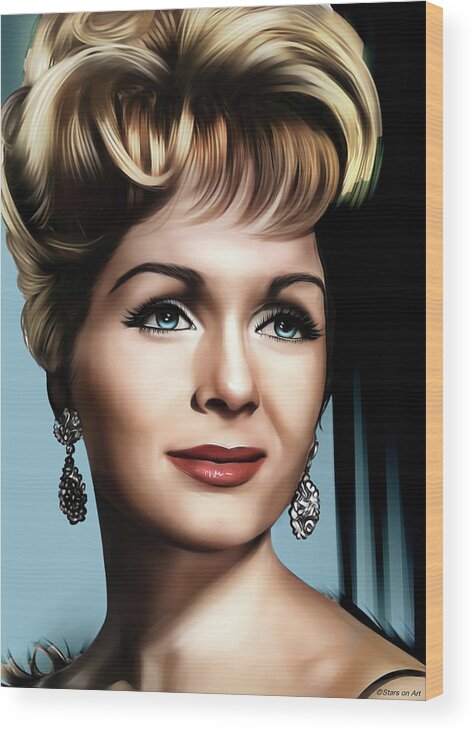 Debbie Reynolds Wood Print featuring the digital art Debbie Reynolds illustration by Movie World Posters