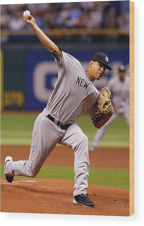 American League Baseball Wood Print featuring the photograph Dellin Betances by J. Meric
