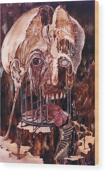 Surrealism Wood Print featuring the painting Deterioration Of Mind Over Matter by Otto Rapp