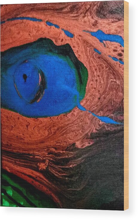 Eye Wood Print featuring the painting Dinos Eye by Anna Adams