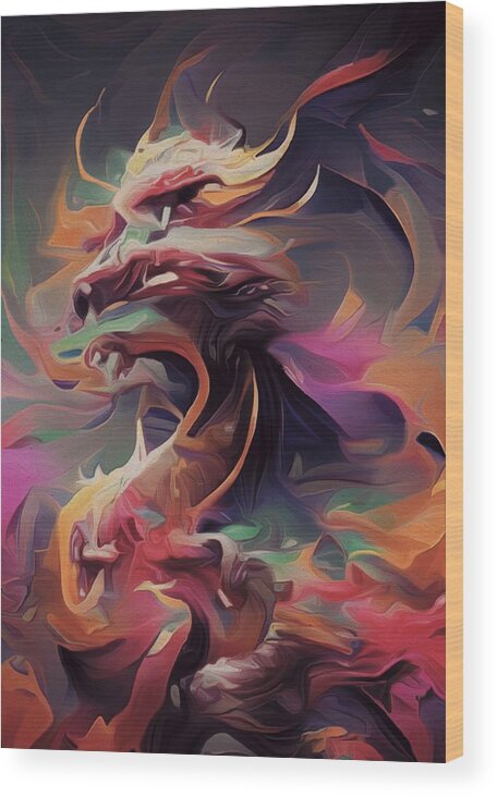  Wood Print featuring the digital art Dragon Clouds by Michelle Hoffmann