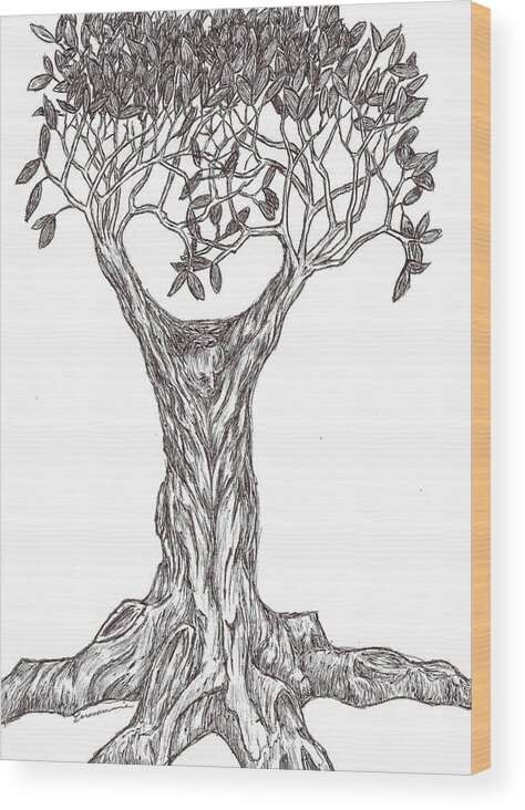 Tree Wood Print featuring the drawing Emergent Tree by Teresamarie Yawn
