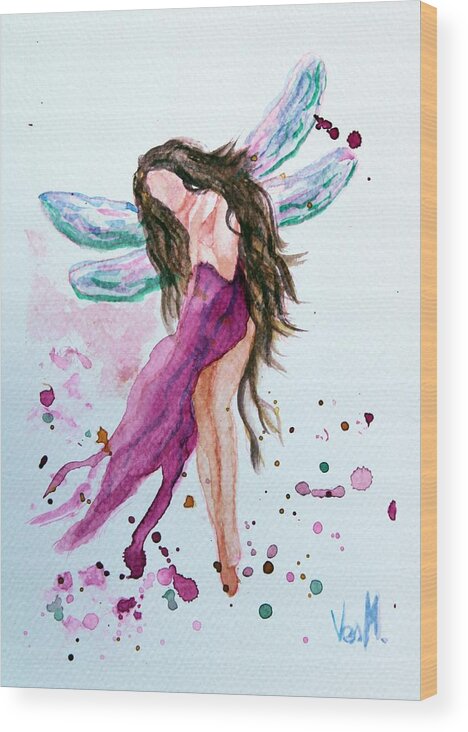 Woman Wood Print featuring the painting Fairy 1 by Vesna Martinjak