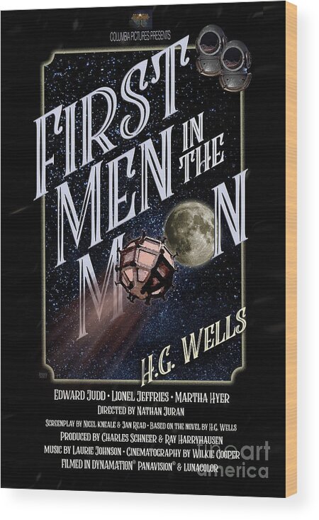 H.g. Wells Wood Print featuring the digital art First Men In The Moon Movie Poster by Brian Watt
