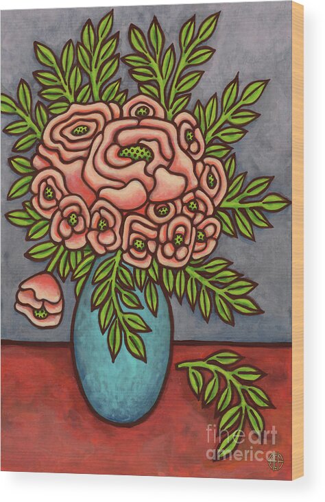 Vase Of Flowers Wood Print featuring the painting Floravased 21 by Amy E Fraser