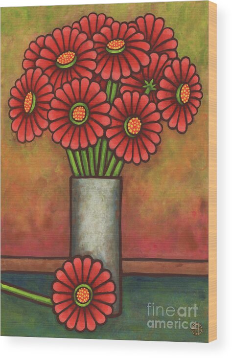 Vase Of Flowers Wood Print featuring the painting Floravased 22 by Amy E Fraser