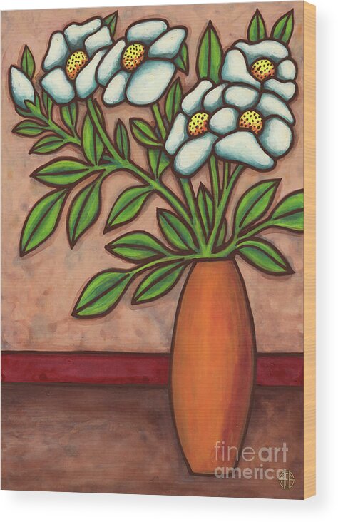 Vase Of Flowers Wood Print featuring the painting Floravased 23 by Amy E Fraser